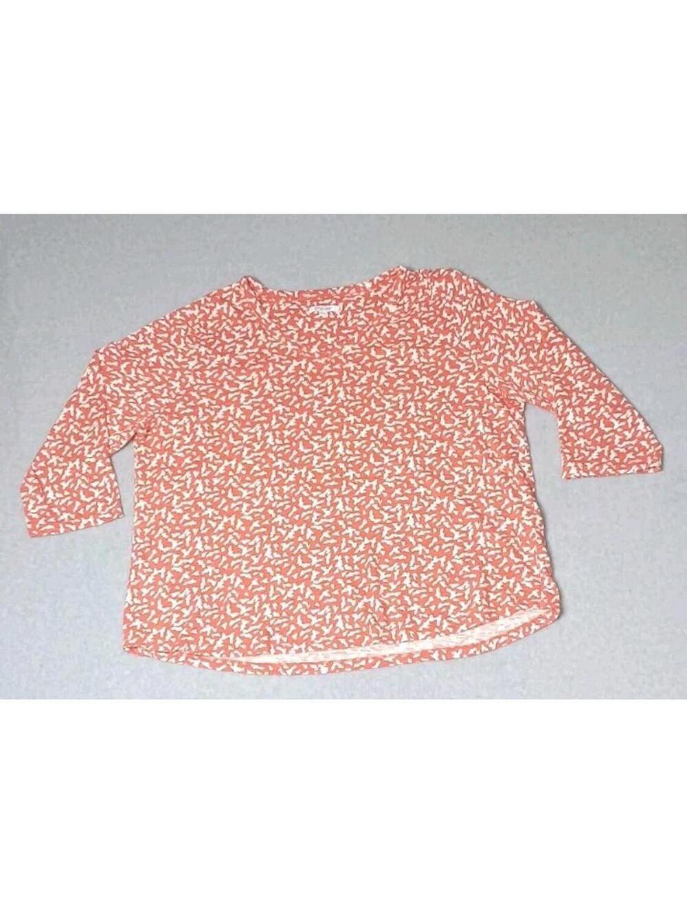 Chicos Long Sleeve Blouse Shirt Womens Size 4/XXL Red Animal Print Long...